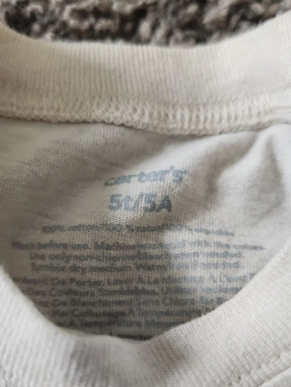 Carter's White Tee with Light Blue Interior Label Print